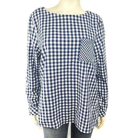 J. Jill Tops - J. Jill Blue and White Gingham Check Boxy Blouse